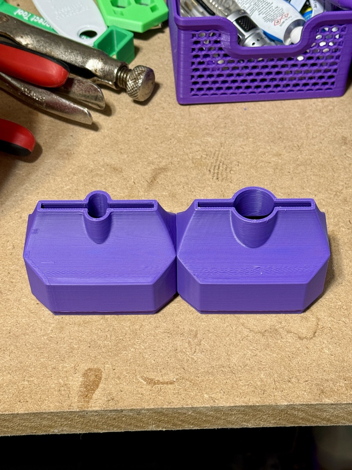 Two early BLADE housing prints on the workbench